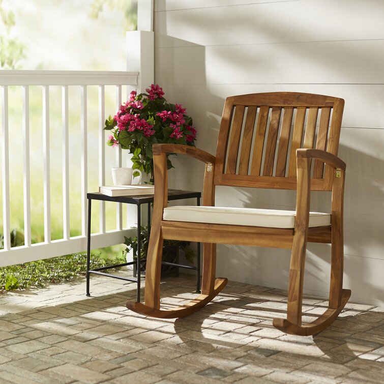 Sadie outdoor acacia wood cheap rocking chair with cushion